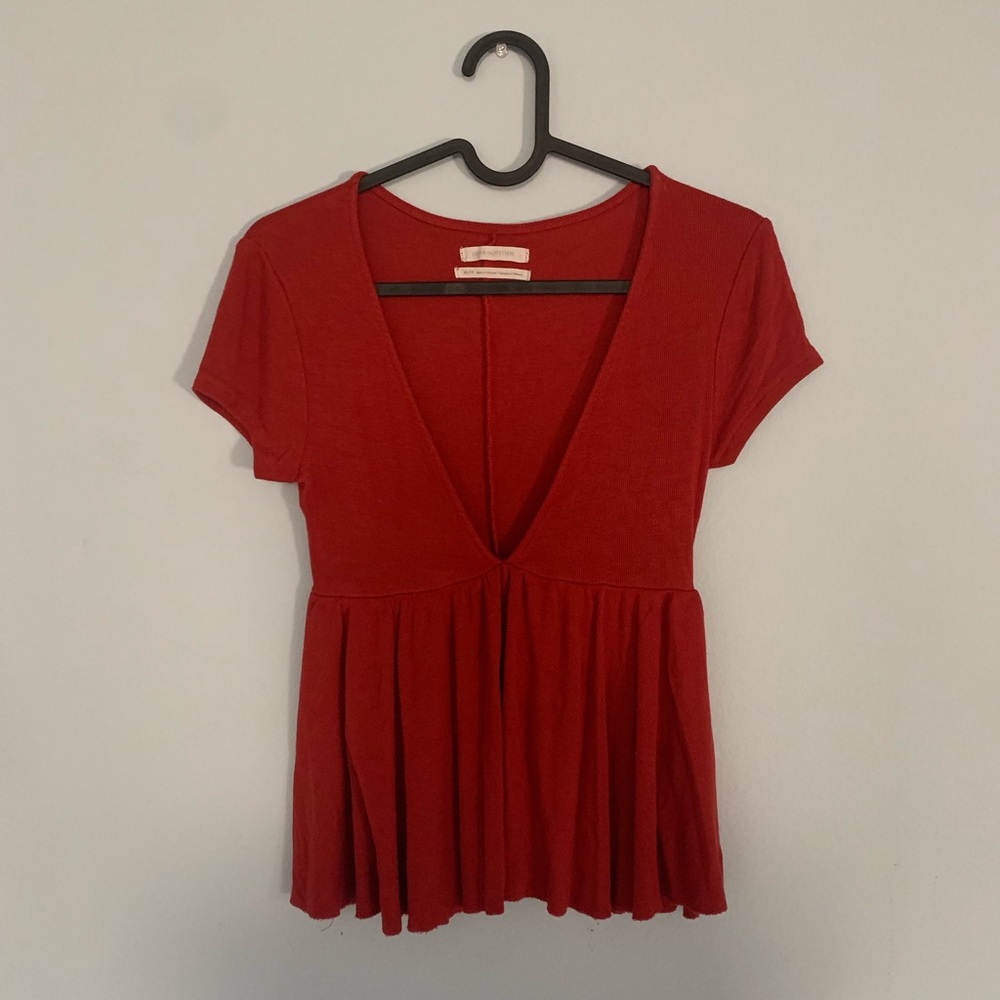 UO deep V baby doll red top